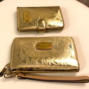 Michael Kors Patent gold wallet and passport wallet